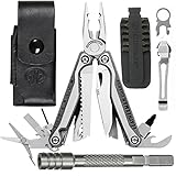 Leatherman Charge Multi-Tool S30V Knife TTi - Titanium Handle, With Premium Leather Sheath + 12 Piece Bit Kit + Lanyard Ring, Removable Belt Clip +Bit Extension