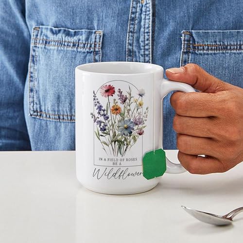 Mug Cerámico CafePress 15 oz Blanco Diseño Flores miniatura 4