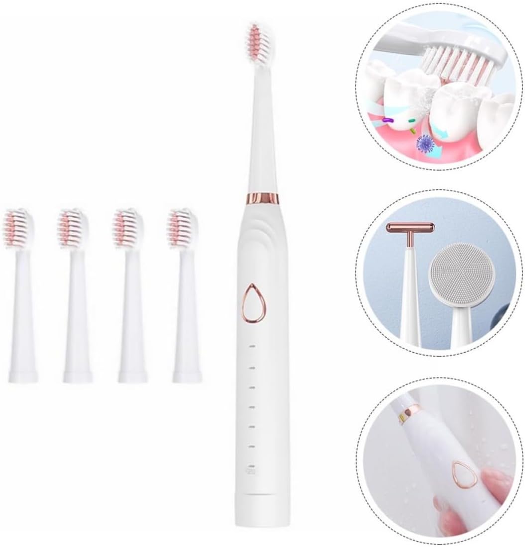 Rechargeable Electric Toothbrush and Adults with Ipx7 Waterproof Abs Material, 1.5v 2w Sonic Oral Cleaning Brush for Effective Teeth Cleaning and Face Beautifying