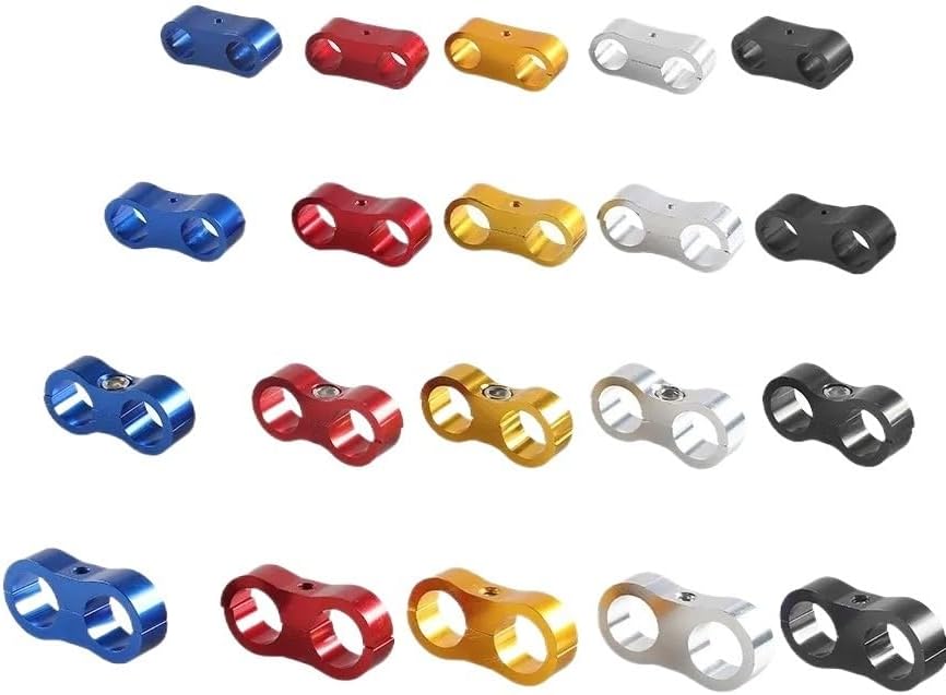 Spark Plug Wire Holder 10pcs Universal AN4 AN6 AN8 AN10 Billet Oil Fuel Water Hose Tube Seprator Divider Clamp Aluminum Line Separator Kit(AN6 blue)