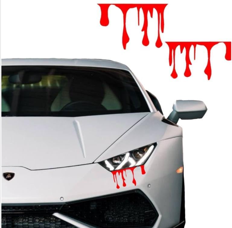 Generic Red Car Stickers with a Dripping Blood Effect, Spooky Look for Halloween, 2 Pack Stickers, Car Vinyl Stickers, Funny Decal,Blood Flows