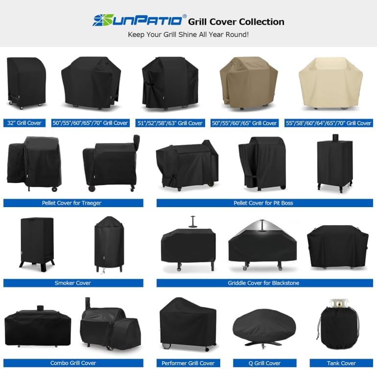 SunPatio Gas Grill Cover 60 Inch, Outdoor Heavy Duty Waterproof Barbecue Gas Cover, UV and Fade Resistant, All Weather Protection Compatible for Weber Charbroil Brinkmann Grills and More, Black - Image 9
