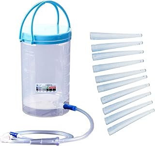 Reusable Enema Kit, MTSXDYT Complete Home Colonic Irrigation Kit, 1200ml Coffee Enema Bucket Kit - Suitable for Coffee, Water Therapy - Includes 10 Pack 10cm Replacement Nozzles