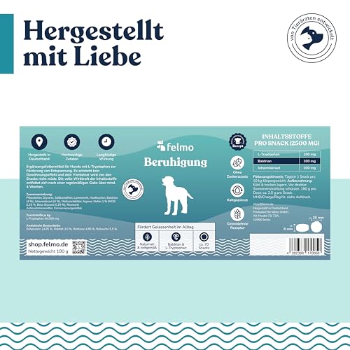 felmo Beruhigungs-Snacks für Hunde 180g mit Baldrian, Johanniskraut