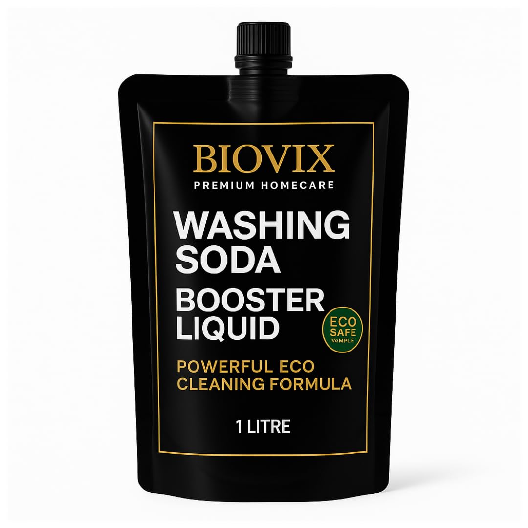 BioVix Washing Soda Booster Liquid | Premium Hard Water & Stain Removal Laundry Enhancer | 15 ml per Wash = 3X Foam + Flower Fragrance | Eco-Safe, Machine-Safe, Fabric-Friendly (1 Litre)-image-29