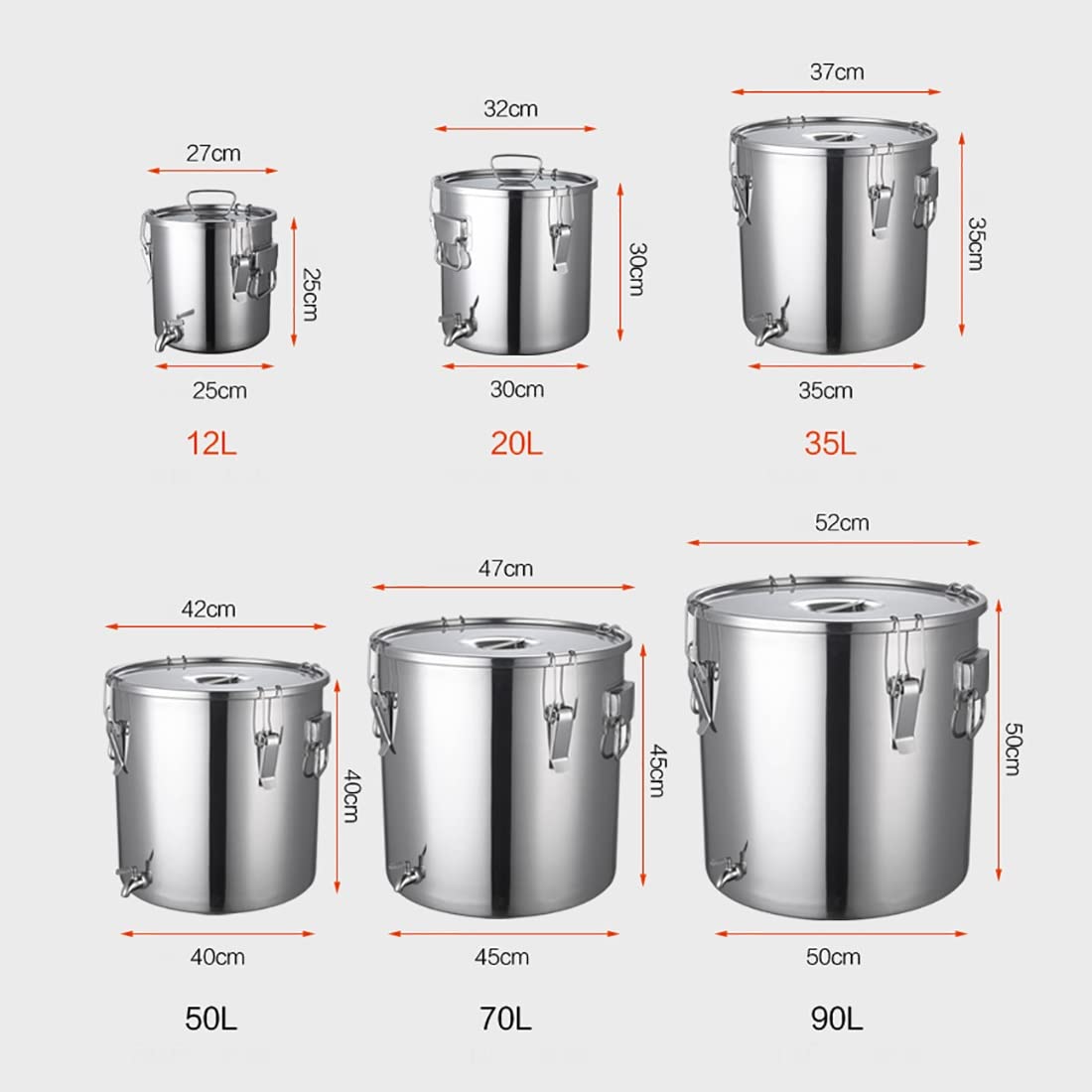 Olla de acero inoxidable con grifo de agua, barril sellado con tapa, diseño a prueba de fugas para almacenamiento de arroz y alimentos