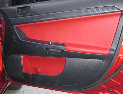 RedlineGoods insercion de Puertas Delanteras Compatible con Mitsubishi Lancer/EVO X 2008-15 Cuero Negro Costura Plata