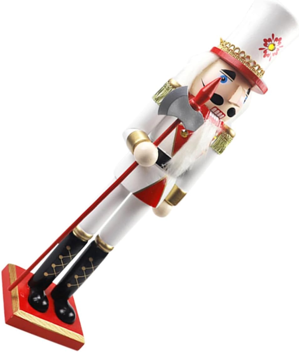 Wooden Christmas Nutcracker Figure 39.5cm Red White Gold King Soldier Puppet Decorative Xmas Nutcrackers for Holiday Home Décor