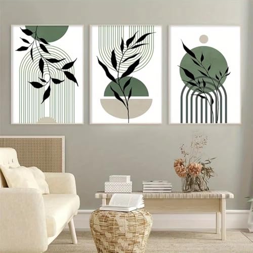 Affiches murales bohèmes vert sauge et noir AEFOUU 50x70cm