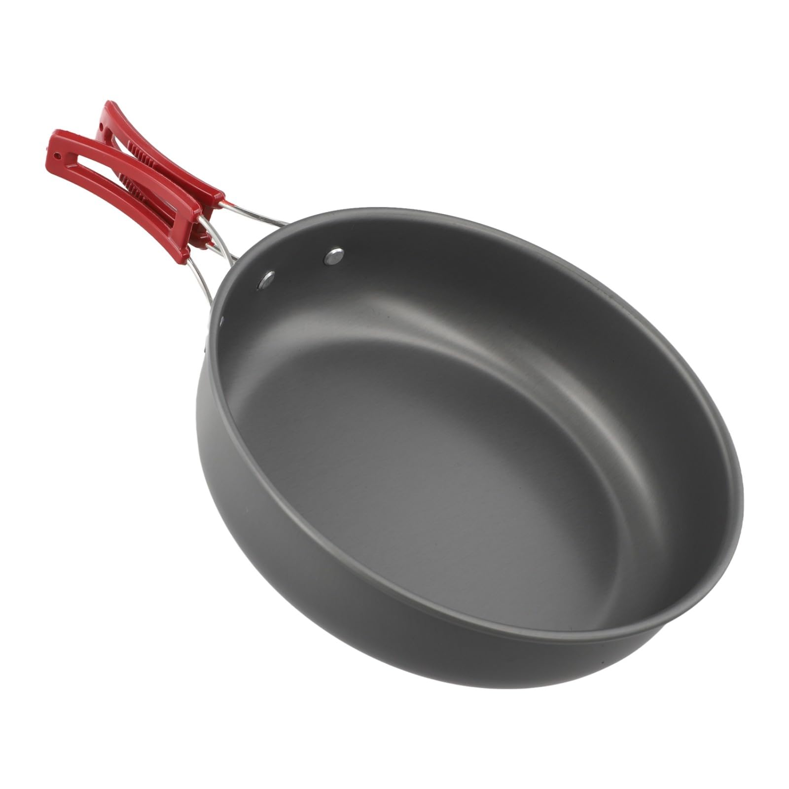 FACAIIO Poêle à frire portable sans manche pliable pour camping et randonnée, en alliage d'aluminium, 20 cm de diamètre, 1,7 l, pour poignée rouge/orange