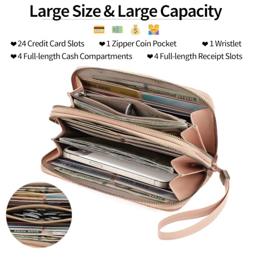 Image of GAEKEAO RFID Leather Wristlet Wallet for Women with Grip Strap