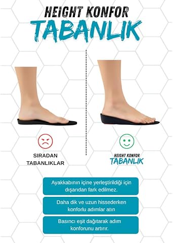 4.5 cm Boy Uzatan Tabanlık | Gizli Topuk Yükseltici | Rahat Memory Foam İç Taban | Erkek & Kadın Uyumlu, Konforlu Boy Artırıcı Tabanlık Siyah 38-40
