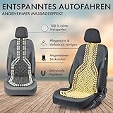Walser CarComfort Sitzauflage aus Holzperlen, Sitzaufleger Holzkugeln, Massage Autositzauflage Holz, Universal Sitzmatte schwarz/weiß 13551