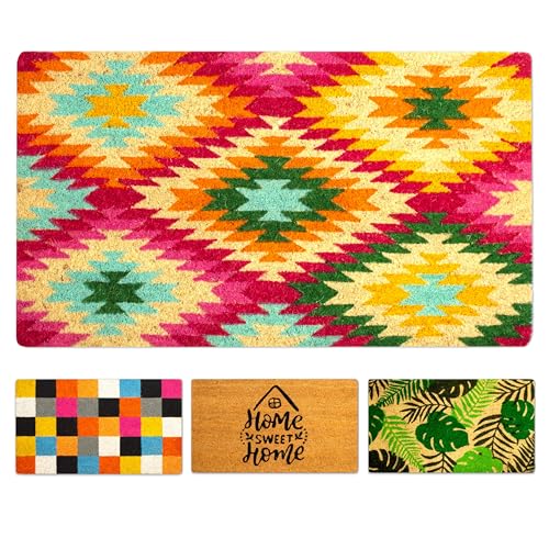 LUA VIKA Coir Doormat - Colours - 40x70 cm - Outdoor Door mat - Front Door mat outside - Doormats outside
