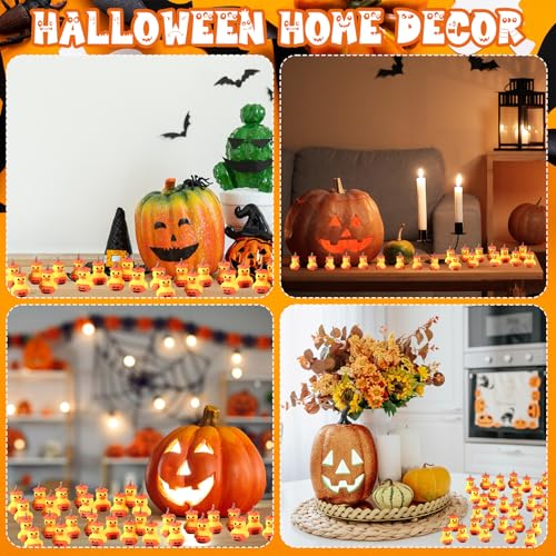 Image of Gejoy 50 Pcs Pumpkin Rubber Ducks Halloween Rubber Ducks Toy Bulk Prize for Adult Party Favors Home Table Decorations