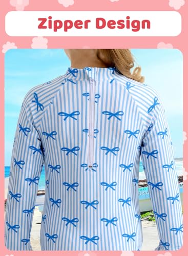 Image of Alakuoti Long Sleeve One Piece Ruffle Swimsuit for Toddler Girls Baby Girl Rashguard Shirt with UPF 50+ Sun Protection
