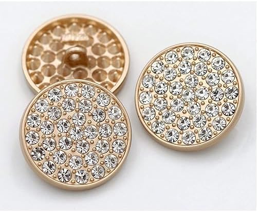 5 Pcs Fashion Metal Rhinestone Button for Sewing Handmade Clothes Coat Accessories(Gold,20mm) image 4