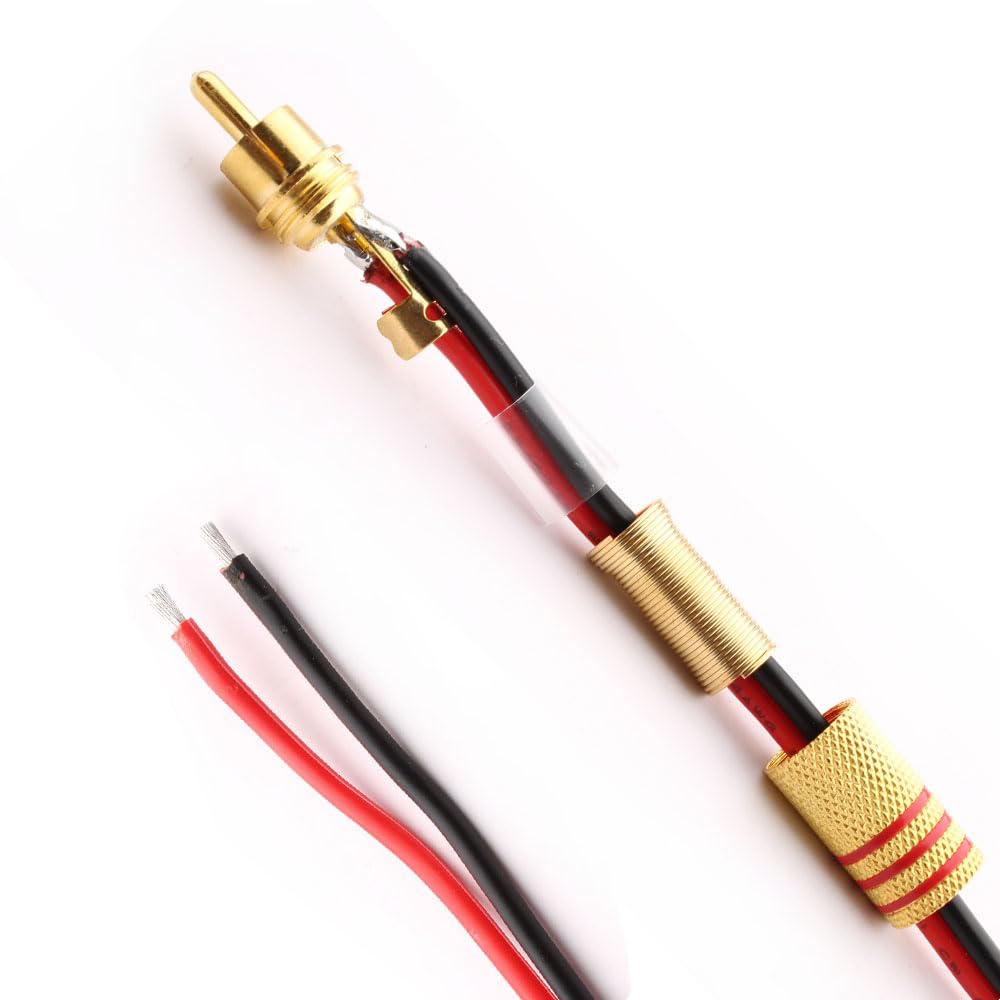 RUNCCI-YUN 2Pezzi Cavo per altoparlanti RCA,Cavo RCA Maschio,Cavo Audio/Video RCA,Spina RCA Placcato nero, per Multimedia e CCTV(14 AWG 1FT/0.3m