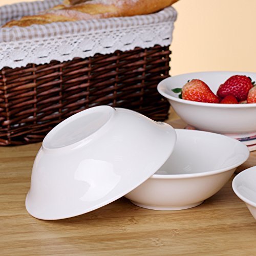 image for LIFVER Cereal Bowls,20 Ounce Porcelain White Bowl for Soup,Dessert,Ice