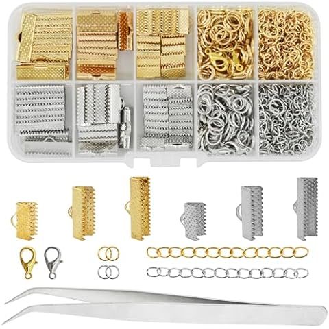 BDS-HOME Ribbon Bracelet Kit Include Ribbon Ends Crimps Open Jump Rings Lobster Clasps and Chain Extenders, Bookmark Pinch Necklace Bracelet Jewelry Making, Choker DIY Design Cover