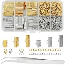 BDS-HOME Ribbon Bracelet Kit Include Ribbon Ends Crimps Open Jump Rings Lobster Clasps and Chain Extenders, Bookmark Pinch Necklace Bracelet Jewelry Making, Choker DIY Design