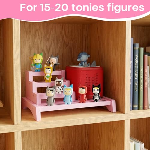 Image of for Tonies Box Organizer Shelf, 3-Tier Pink Tonies Magnetic Shelf Compatible with Toniesbox 1 and Toniesbox 2, Desktop Display Storage Rack for 10-15 Tonies Figures and Compatible Charging Station