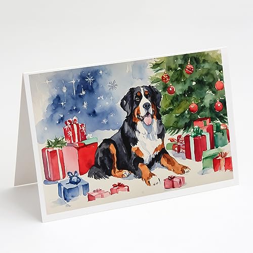 Caroline's Treasures DAC1263GCA7P Bernese Mountain Dog Christmas Greeting Cards and Envelopes Pack of 8 Blank Cards with Envelopes Whimsical A7 Size 5x7 Blank Greeting Cards