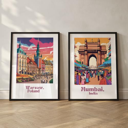 Image of COLOSSAL ART HOUSE Wall Art Set of 2 - 10x13 inch Framed Paintings for Living Room, Bedroom & Home Decor - Modern Wall Decoration for Interior Spaces, Aesthetic & Stylish Design Orange