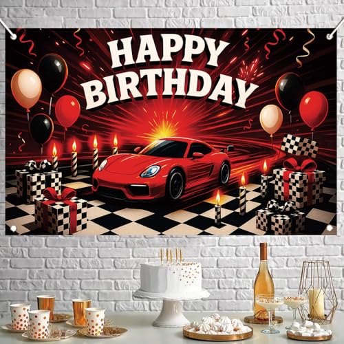 Fondo para fiesta temática de autos 71 x 43 pulgadas miniatura 7