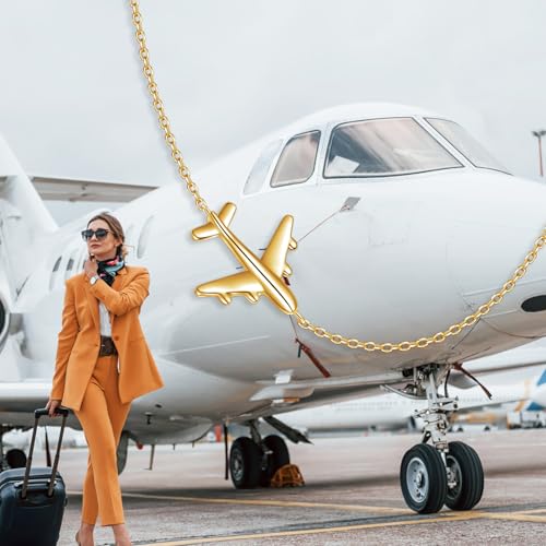 Airplane Sideways Choker Necklace S925 Sterling Silver Aircraft Jelwery Adjustable Clavicle Necklace 15+3 Inch for Women Lady, Best Gifts for Stewardess Flight Attendants3