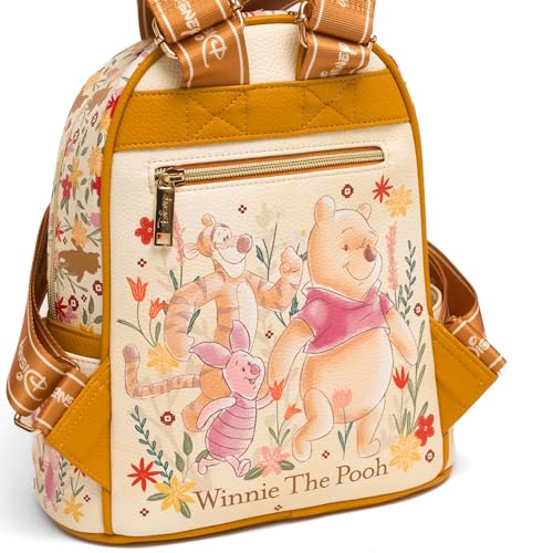 Image of Wondapop Disney Winnie the Pooh and Friends Floral 11 inch Vegan Leather Fashion Mini Backpack