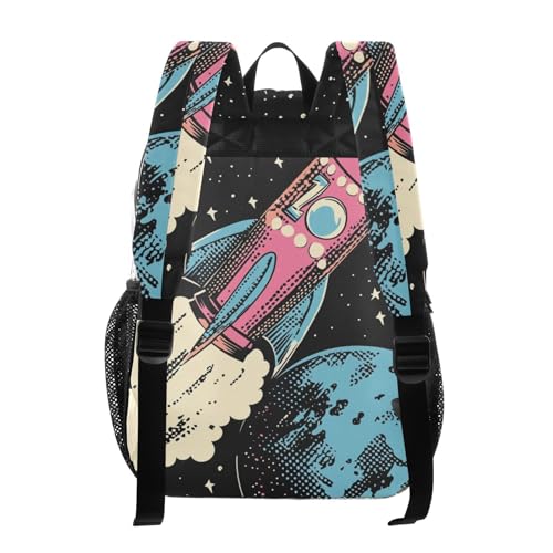Retro Vintage Rockets Space Kid Clear Backpack Clear Bookbag For Adults Transparent PVC Back Pack3