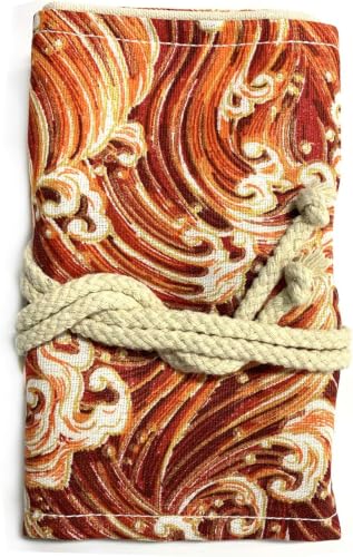 Image of Canvas Pencil Wrap Case, 72 Holes Colored Pencil Roll Holder Storage Pouch for Office (72 Holes, Red)