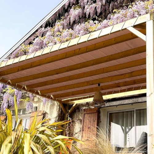 TECPLAST Toile Pergola Taupe 3x4 m LP640PR - Garantie 8 Ans - Bâche Pergola ou Tonnelle étanche en PVC pour terrasse