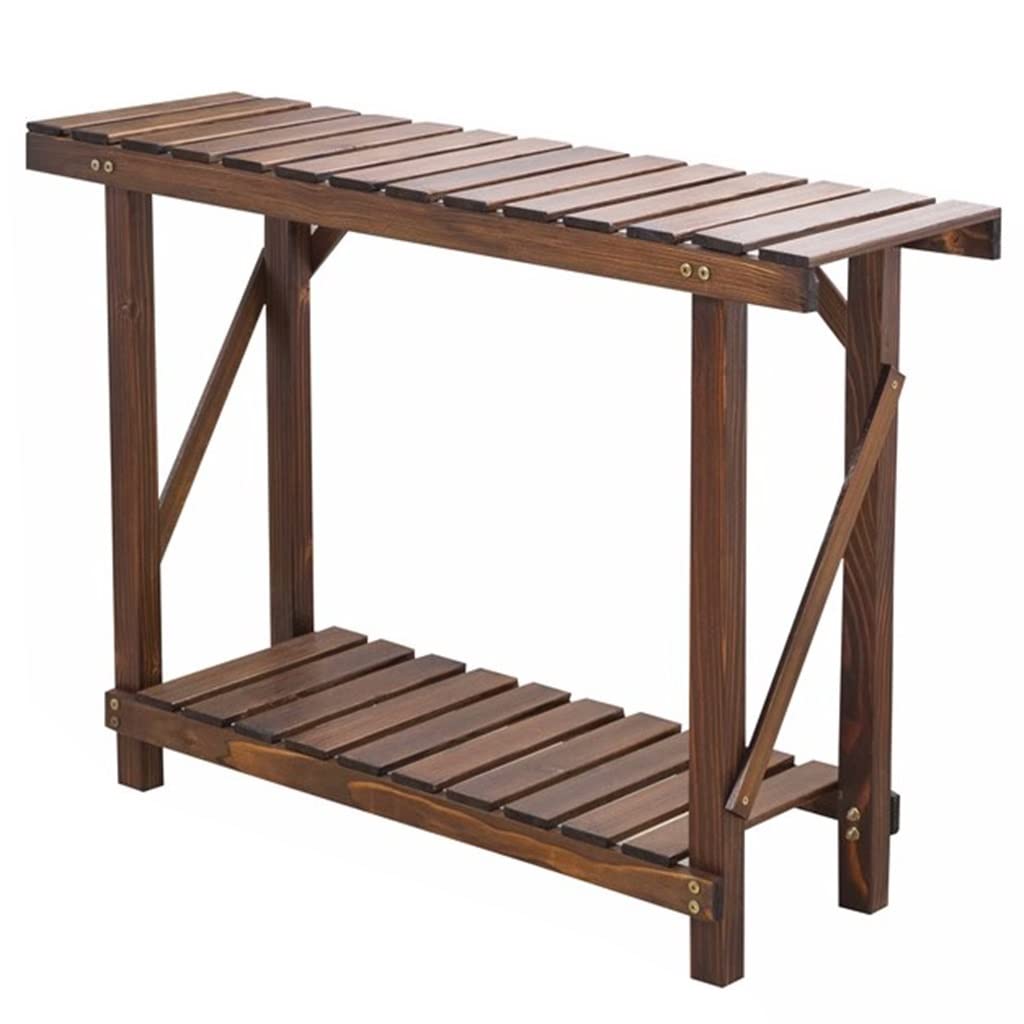 Regał na kwiaty o dużej pojemności na doniczki, stojak do przechowywania w ogrodzie, na podwórku lub ścianie, do układania na ziemi (kolor: Brązowy, Wymiary: 120 x 30 x 70 cm)