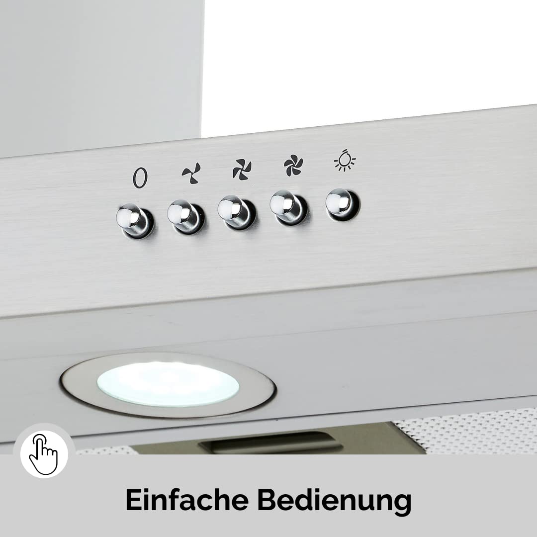 PKM Wandhaube 9004W | Dunstabzugshaube | 90cm Breite | Edelstahl | 3 Leistungsstufen | LED Beleuchtung | Abluft | Umluft