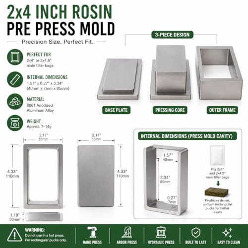 Molde de colofonia 2x4 rectangular en aluminio puro mecanizado 5