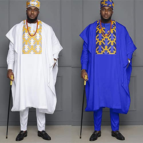 HD African Man Clothing Agbada Attire Embroidery Boubou Caftan 3 Pieces Outfit for Man Long Sleeves4