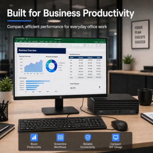 Image of HP Elite 805 SFF Business Desktop, AMD Ryzen 5 (Beat i7-11700T), Ultra-Quiet Design, 32GB DDR5 RAM, 1TB PCIe SSD, Dual 4K Display Support, USB-C, Wi-Fi 6, Keyboard & Mouse, Windows 11