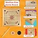 Carrom Board Game - Wooden Strike and Pocket Game Set with Group of Black and Beige Coins, 2 Red Queen Coins, Striker Coin, and Cue Sticks by Hey Play