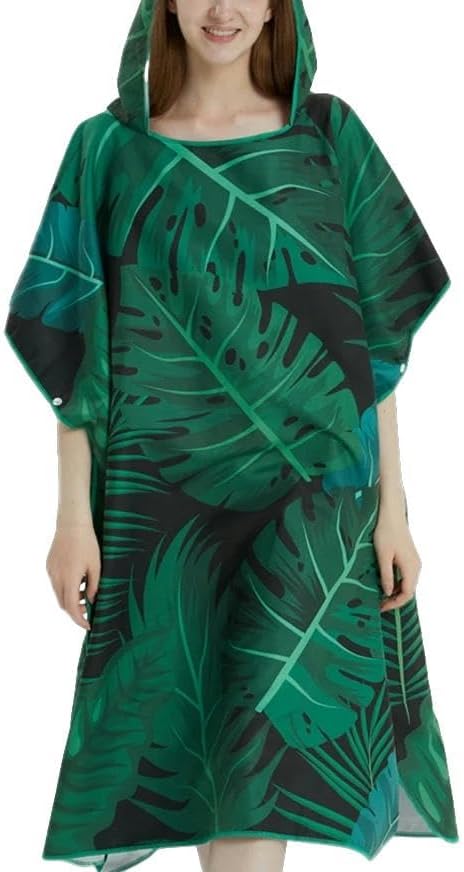 Surf Cape Surfing Cloak Towel Cloak Hoodie Fiber Beach Robe Changing Cloak Swimming Towel Adult-Green (90x110cm)