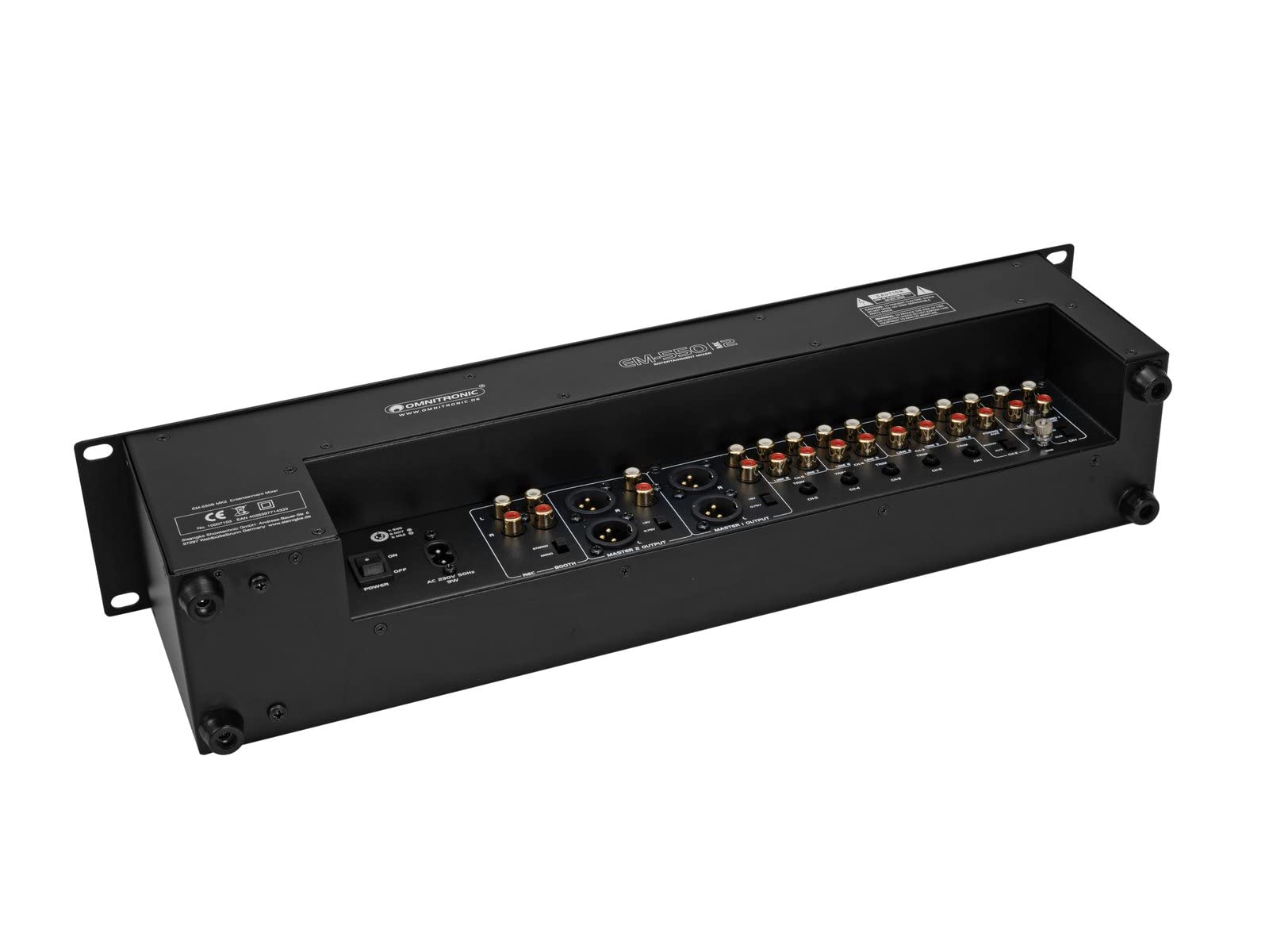 OMNITRONIC EM-550B MK2 Entertainment-Mixer | Multifunktionaler 5+2-Kanal-Installationsmixer, Schwarz