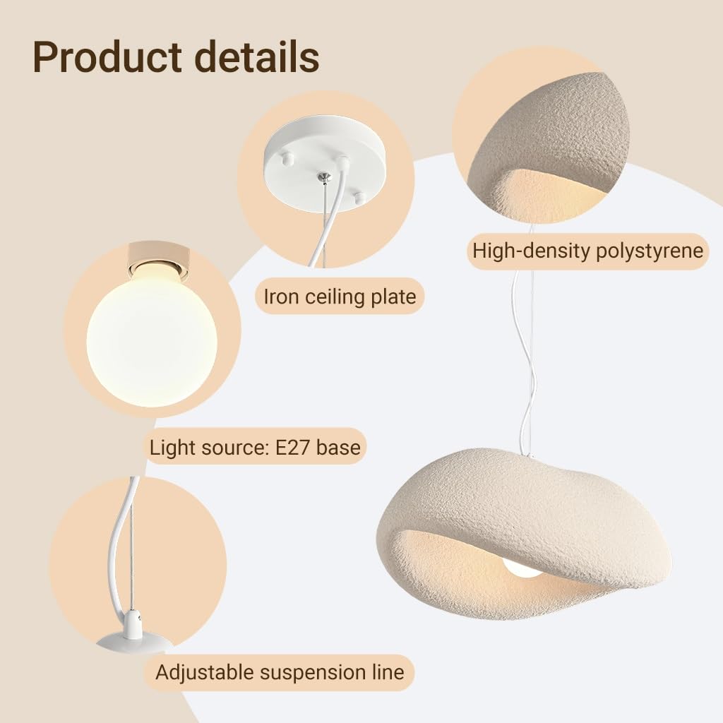 Japón Wabi Sabi Estilo Lámpara Colgante E27 Polietileno Material Lámparas Colgantes Moderna Creativa Ajustable Altura Colgante Luces Adecuadas Para Sala De Estar Comedor Cocina(Blaiken Brown,60c