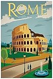  Arte della tela Poster di viaggio vintage della città di Roma Canvas Home Decor Dipinti decorativi Sala da pittura Non incorniciato 40x60cm