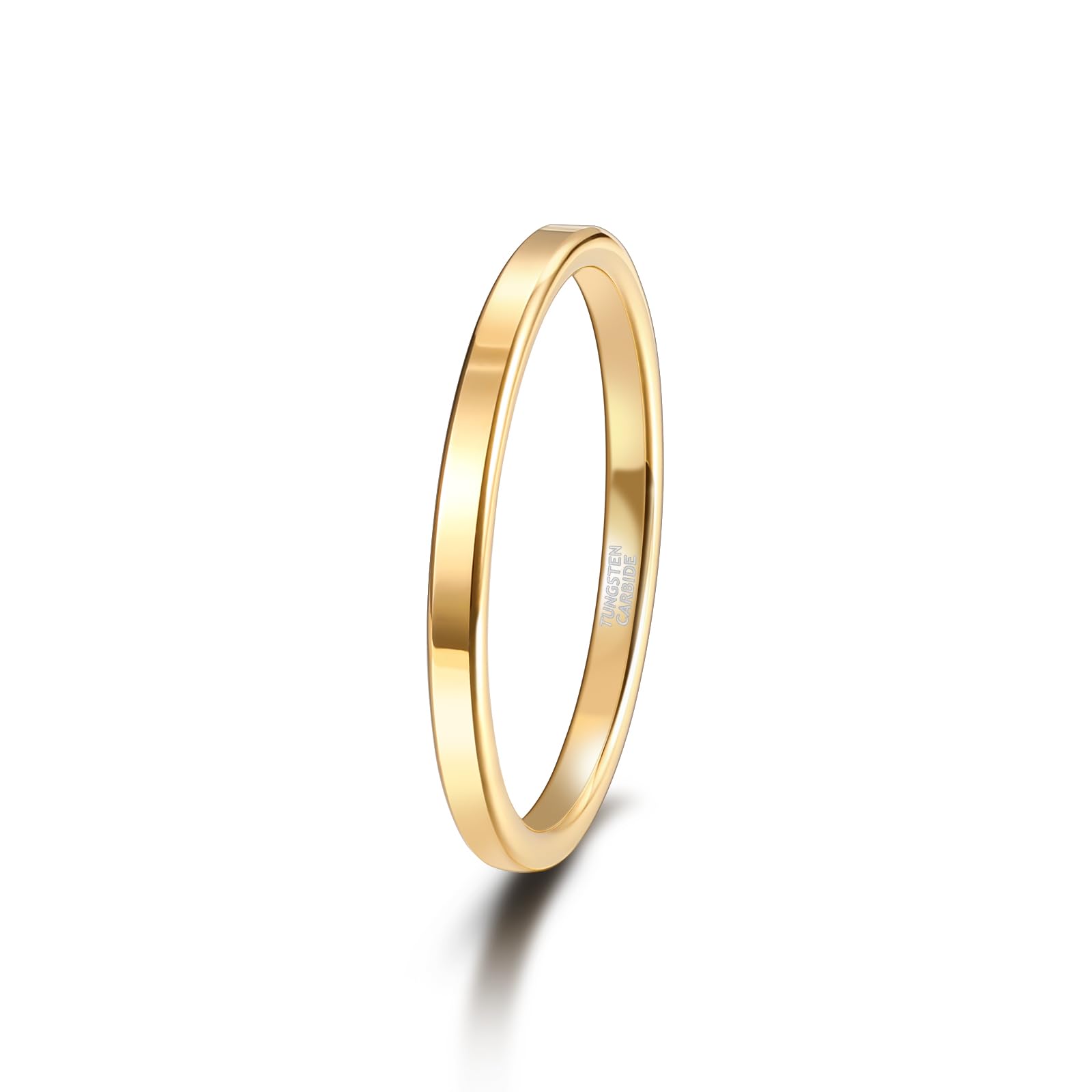 2mm 4mm 6mm Tungsten Rings Women Men Wedding Band 24K Gold Plated Curved Edges Flat High Polished Comfort Fit Size 5-14-image-16