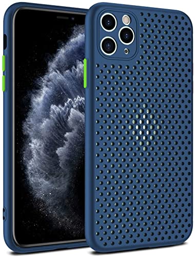 Image of Heat Dissipation Cover for iPhone, Ultra Slim Breathable Hollow Design, Full Camera Lens Protection Shockproof TPU Cooling Case (Blue,iPhone 12 Pro Max)