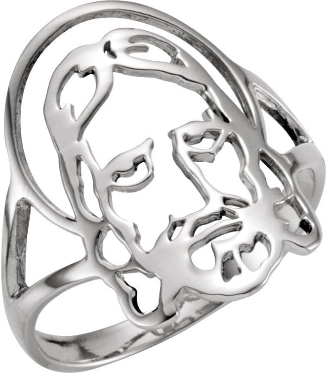 Bonyak Jewelry Sterling Silver Face of Jesus Ring Vibrant, Size 9