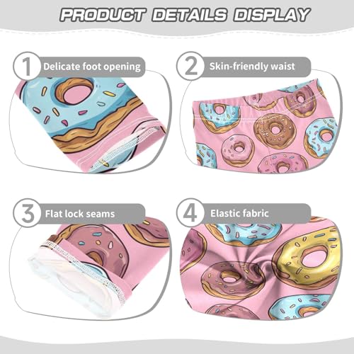 Cartoon Donuts Pink Girls Casual Leggings for Kids Printed Long Pant Bottoms Stretch and Soft3