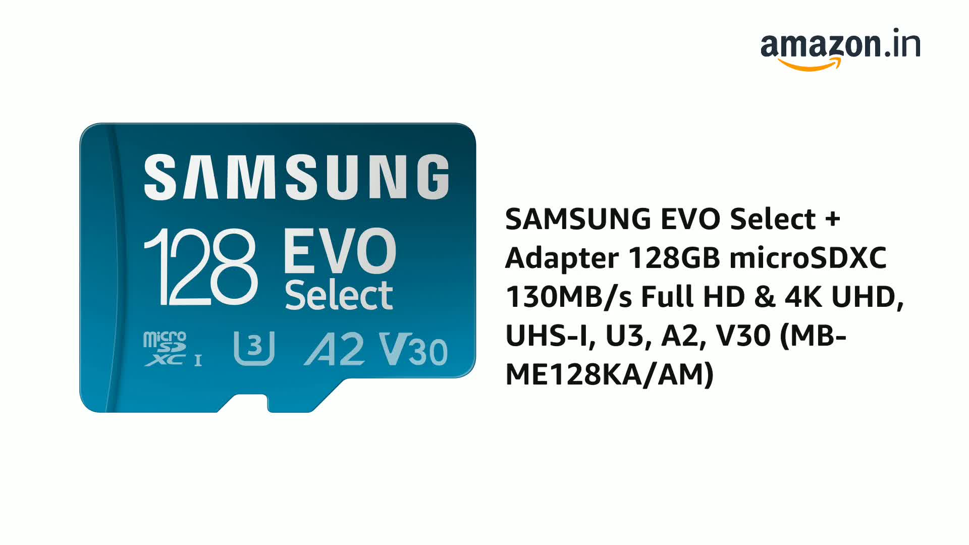 SAMSUNG EVO Select + Adapter 128GB microSDXC 130MB/s Full HD & 4K