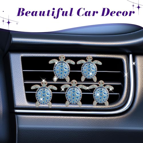 Image of 5 PCS Sea Turtles Car Decor, Cute Beach Themed Air Freshener Vent ClipsCar Accessories Decoration for ,Reusable Essential Oil Diffuser, Universal for Most Cars (Blue)